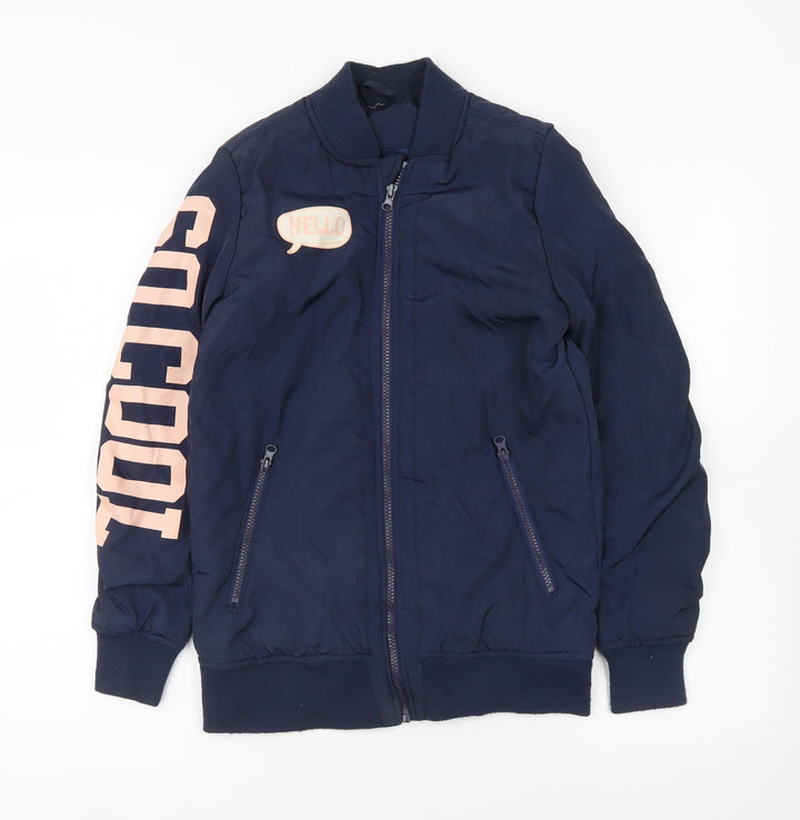 PEP&CO Girls Blue Bomber Jacket Coat Size 12 Years Zip - Snap Queen