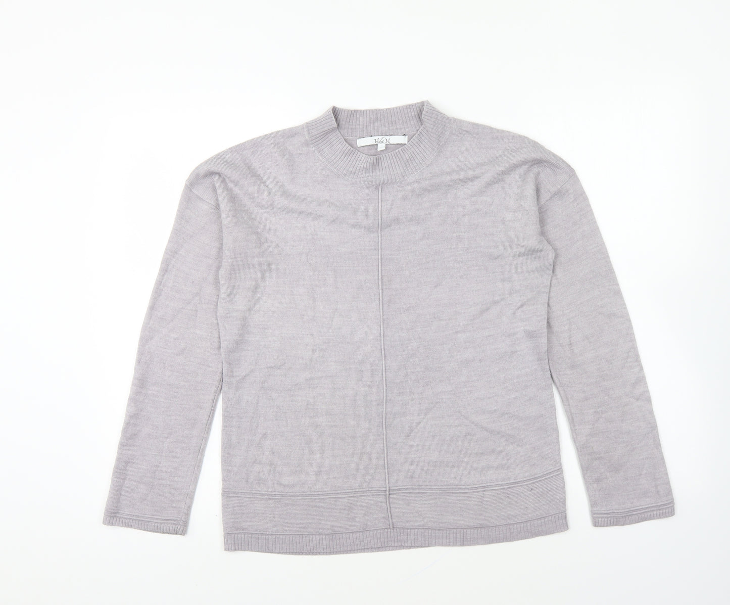 Vida Vi Womens Grey Mock Neck Acrylic Pullover Jumper Size M