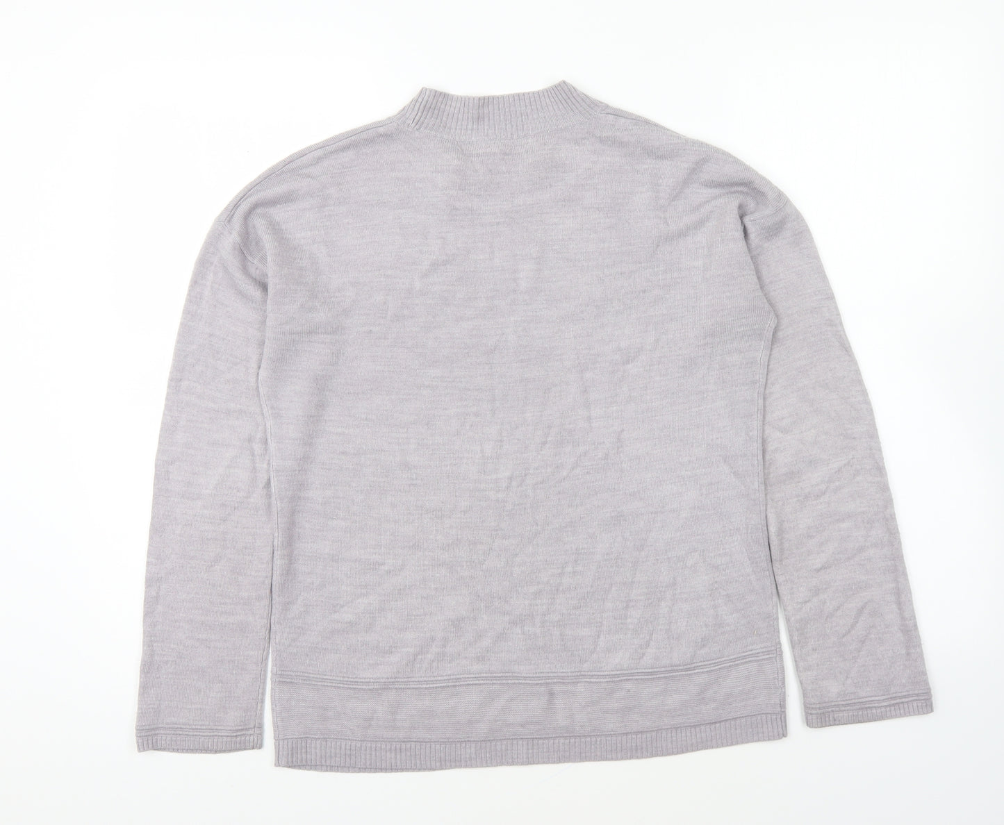 Vida Vi Womens Grey Mock Neck Acrylic Pullover Jumper Size M