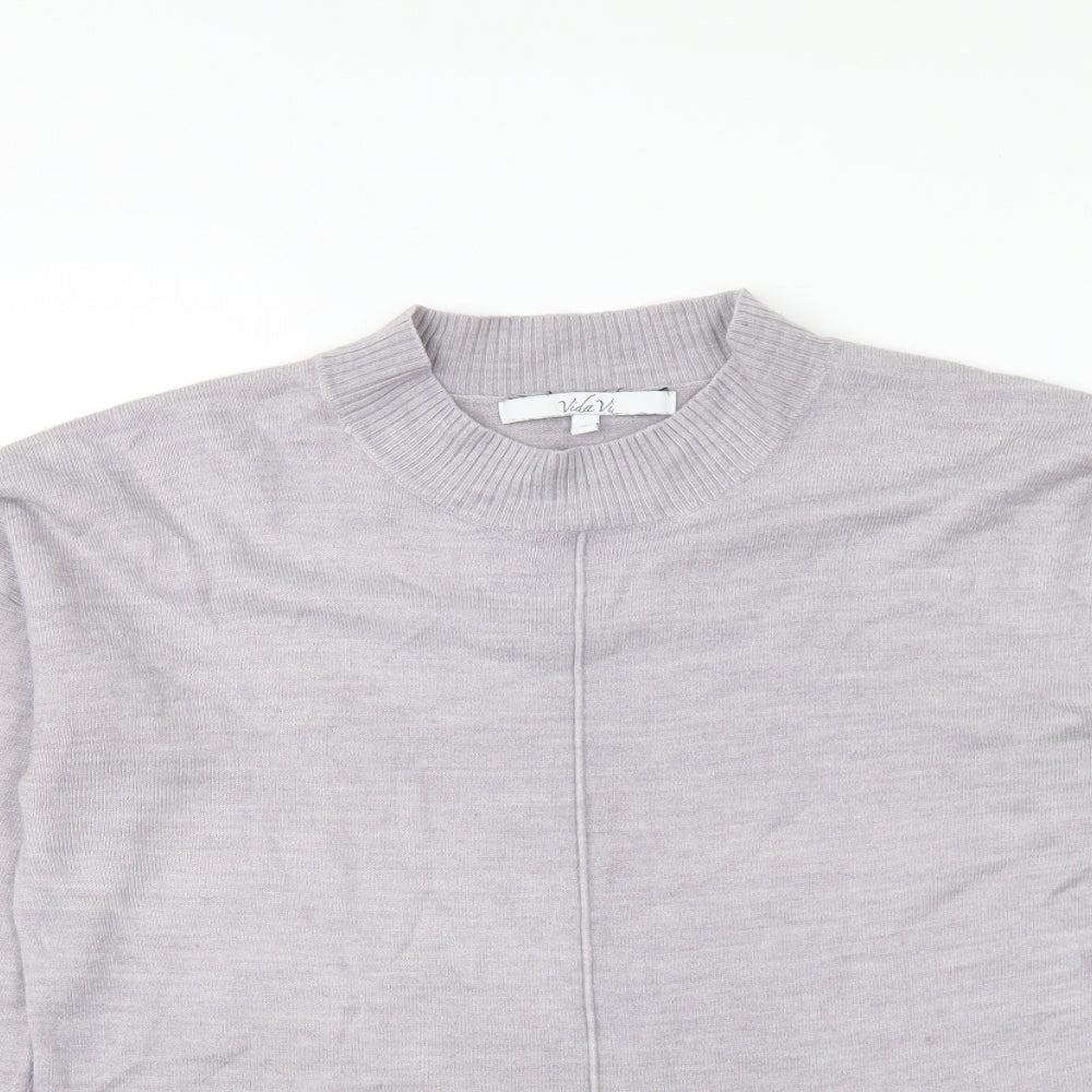 Vida Vi Womens Grey Mock Neck Acrylic Pullover Jumper Size M