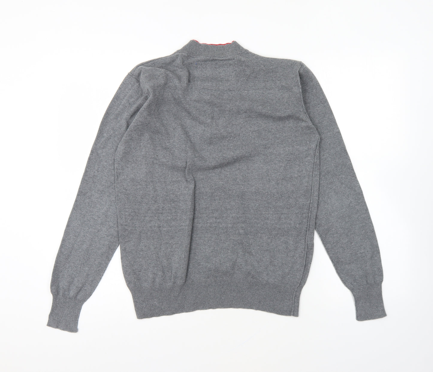 Gio-Goi Mens Grey V-Neck Cotton Pullover Jumper Size S