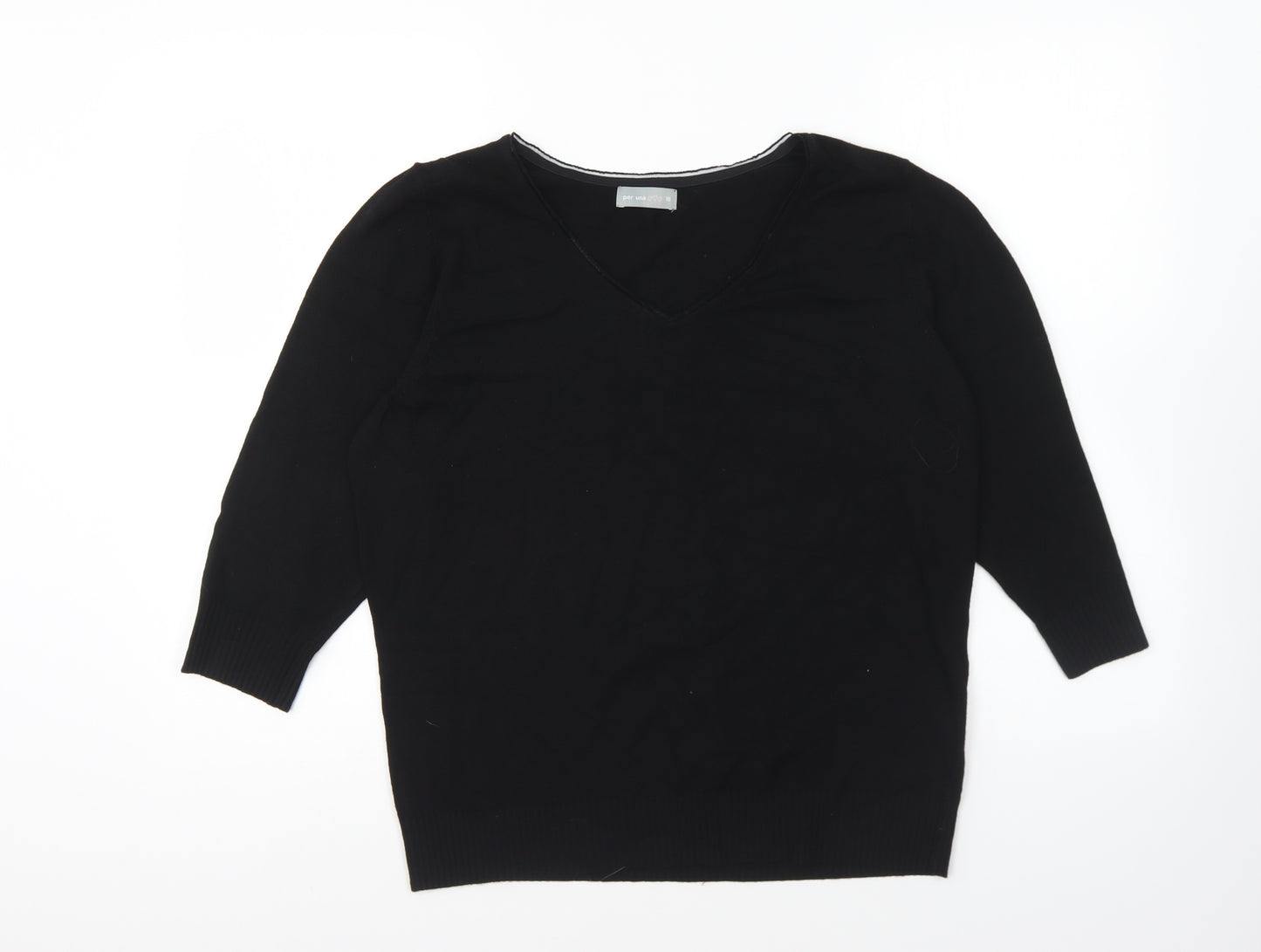 Per Una Mens Black V-Neck Viscose Pullover Jumper