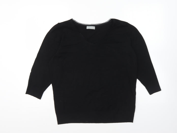 Per Una Mens Black V-Neck Viscose Pullover Jumper