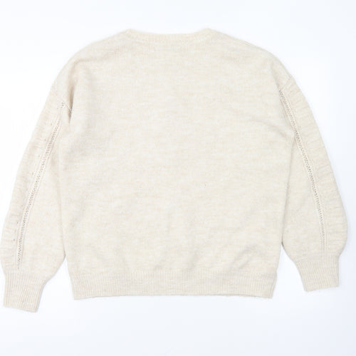 George Womens Ivory Round Neck Acrylic Pullover Jumper Size M