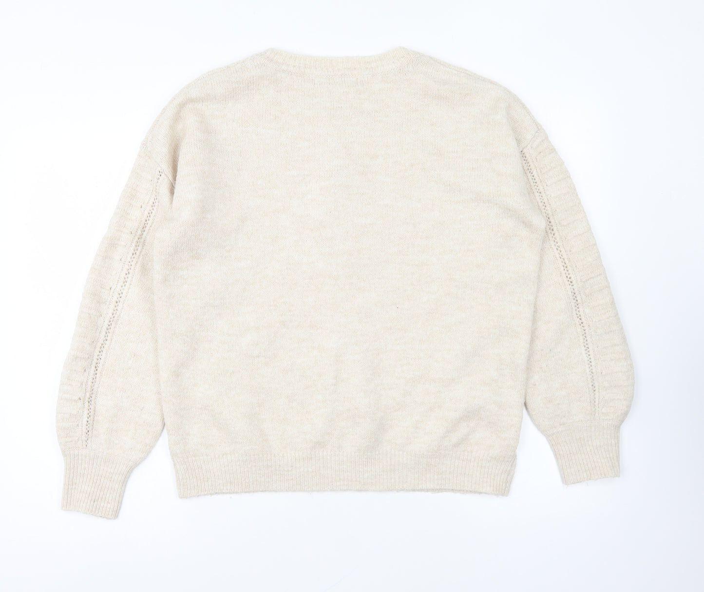 George Womens Ivory Round Neck Acrylic Pullover Jumper Size M