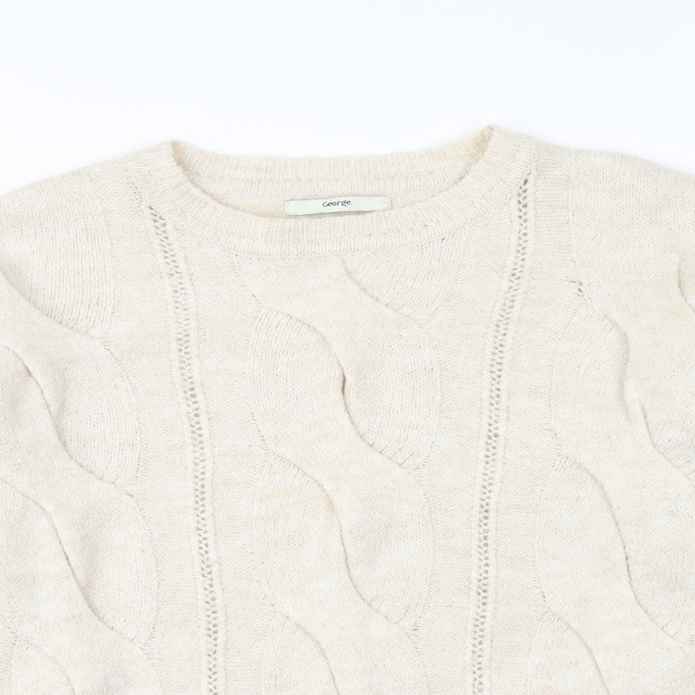 George Womens Ivory Round Neck Acrylic Pullover Jumper Size M