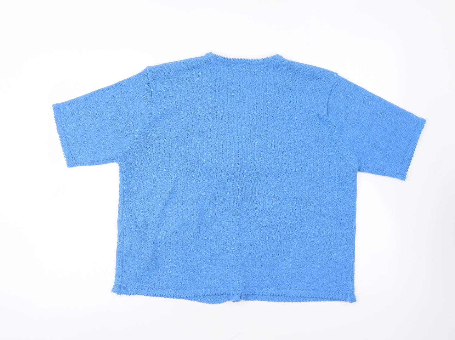 Jan Eva Womens Blue V-Neck Acrylic Cardigan Jumper Size XL
