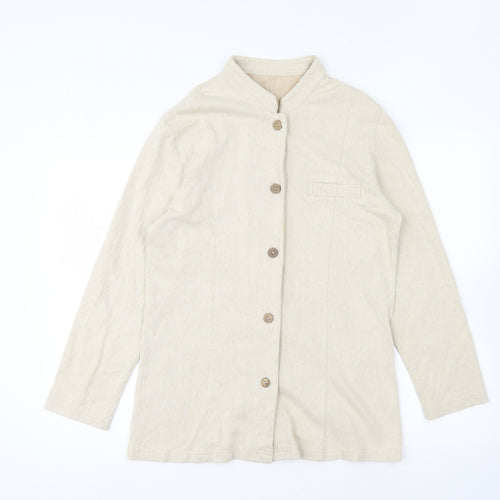 Preworn Womens Beige Jacket Size L Button