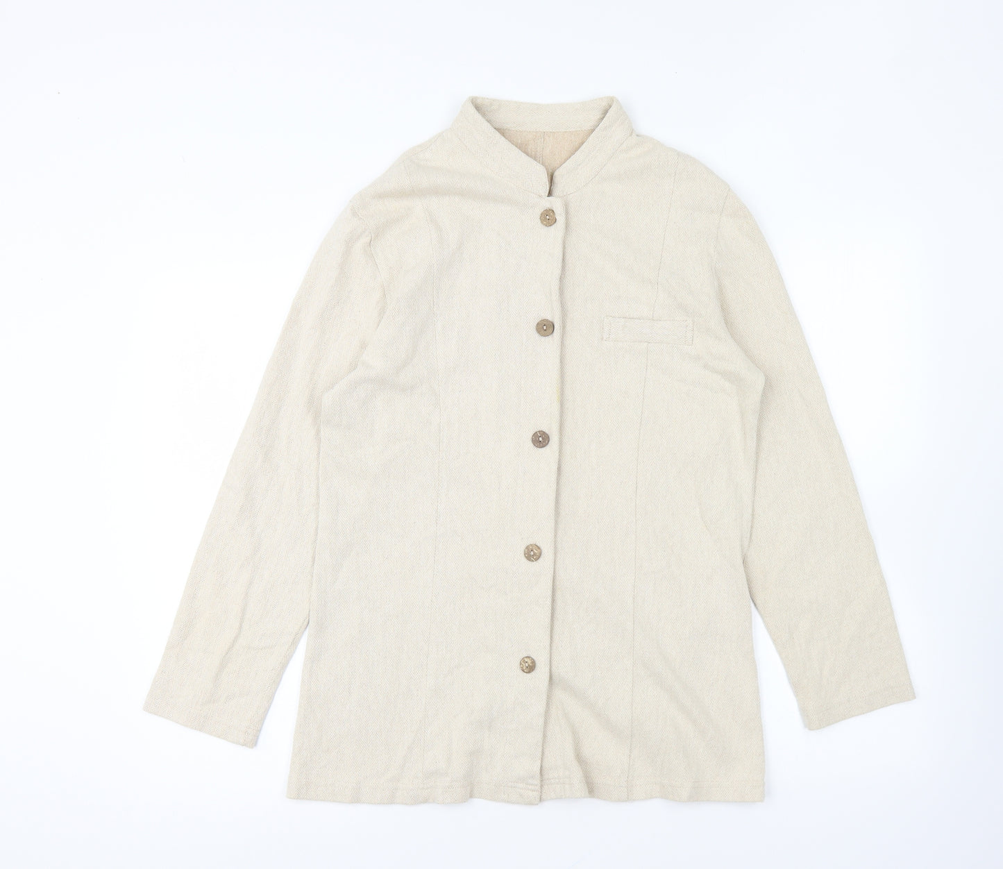 Preworn Womens Beige Jacket Size L Button