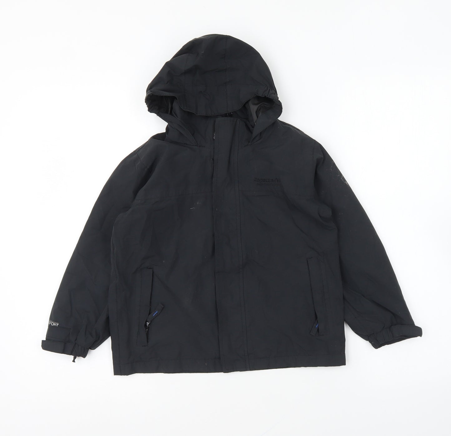 Regatta Boys Black Rain Coat Coat Size 5-6 Years Zip