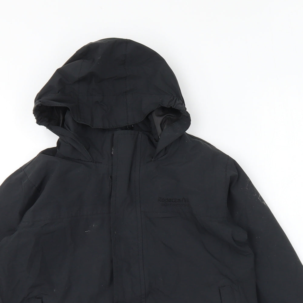 Regatta Boys Black Rain Coat Coat Size 5-6 Years Zip