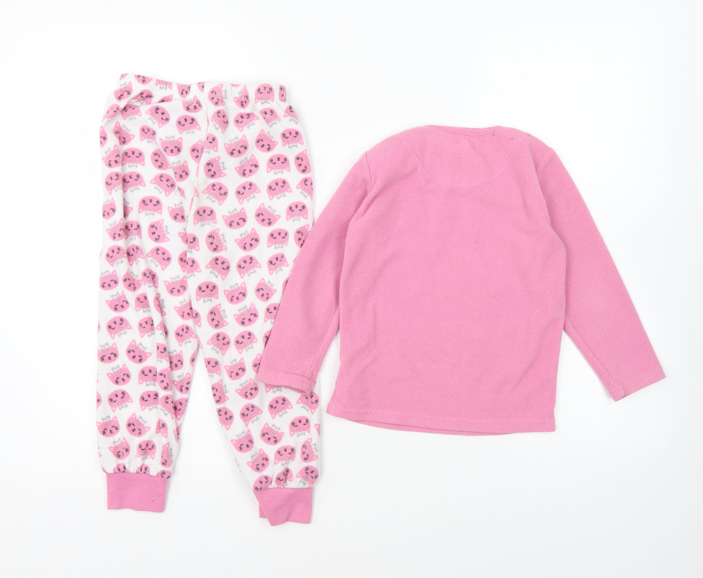 Young Dimension Girls Pink Geometric Polyester Top Pyjama Pants Size 4-5 Years Pullover - Cat