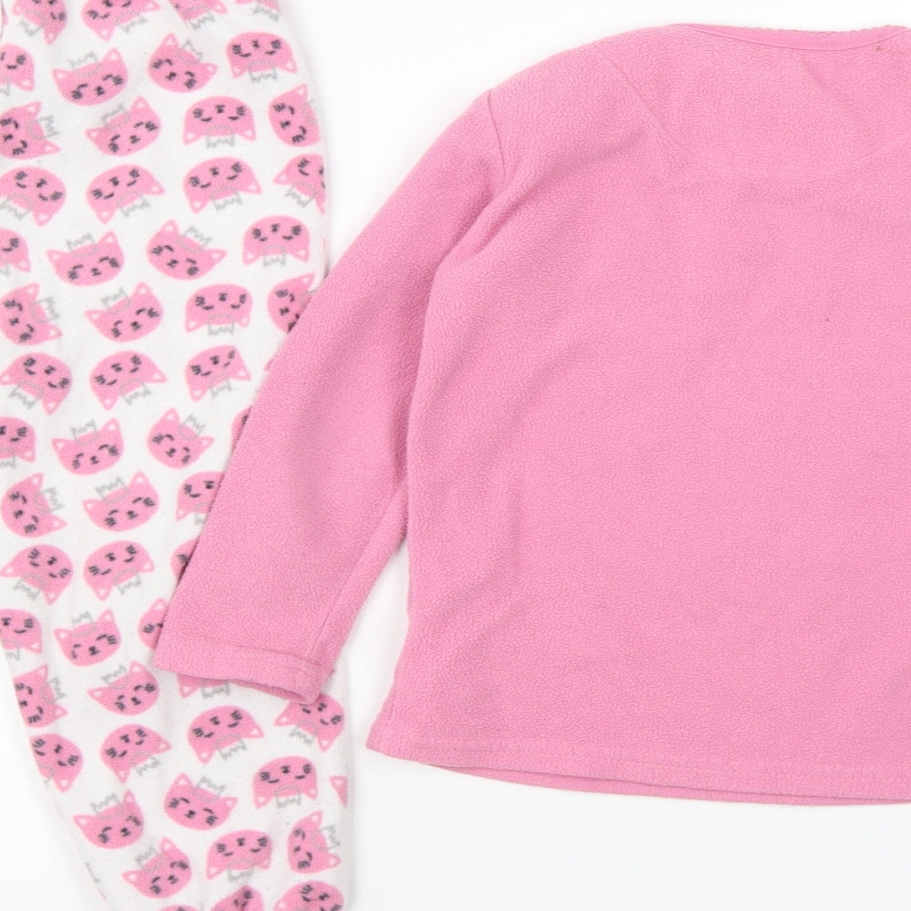 Young Dimension Girls Pink Geometric Polyester Top Pyjama Pants Size 4-5 Years Pullover - Cat