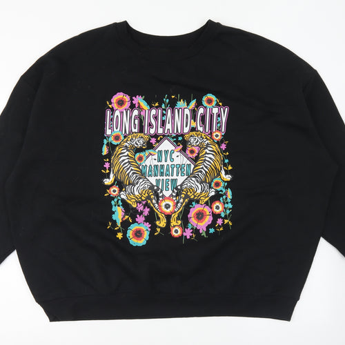 Preworn Womens Black Polyester Pullover Sweatshirt Size XL Pullover - Long Island City