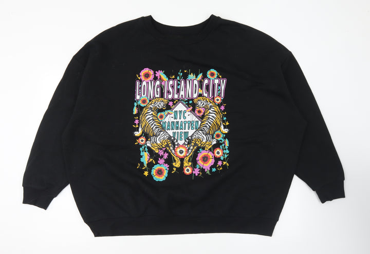 Preworn Womens Black Polyester Pullover Sweatshirt Size XL Pullover - Long Island City