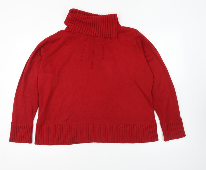 Bonmarché Womens Red Roll Neck Acrylic Pullover Jumper Size L