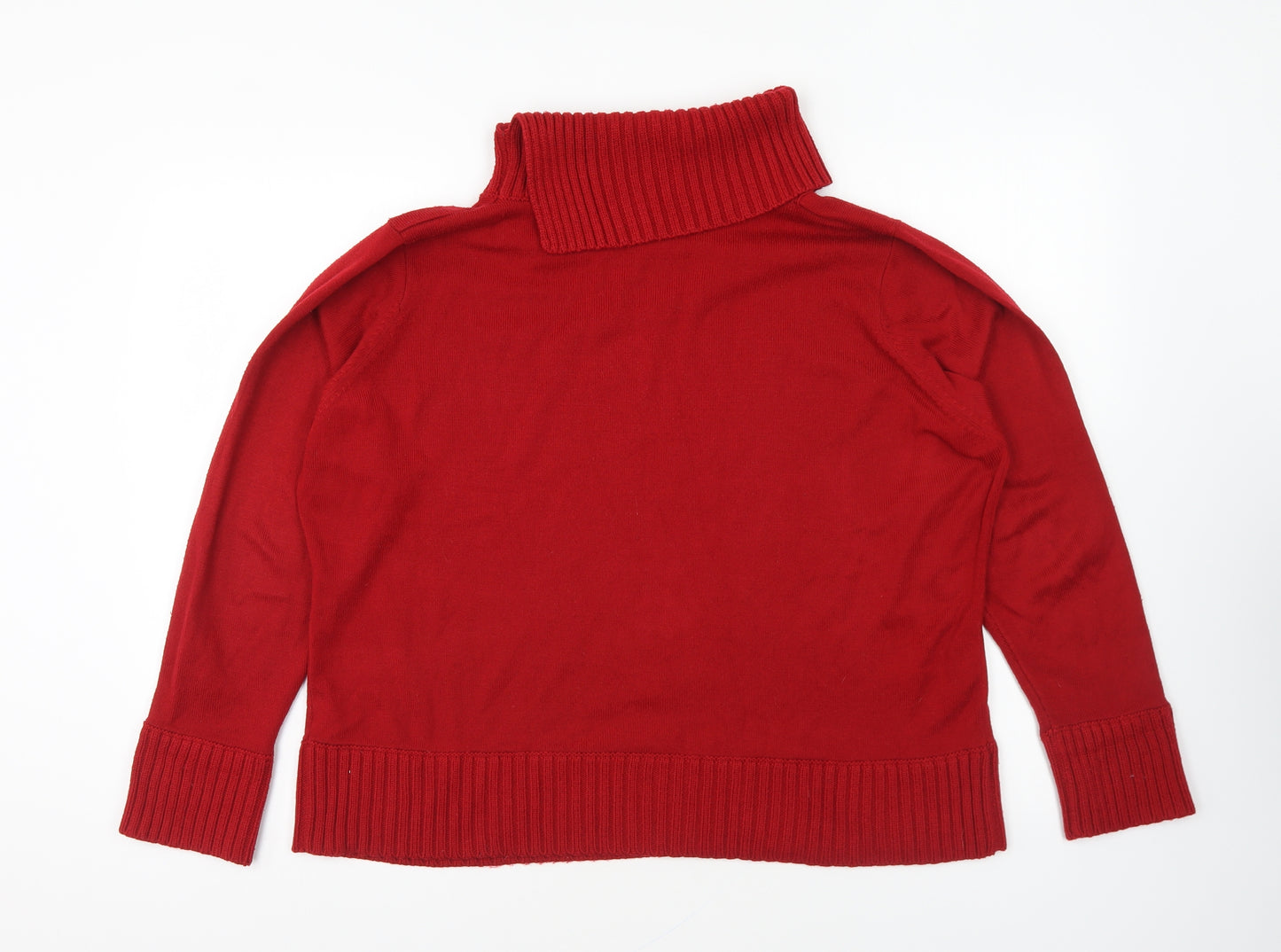 Bonmarché Womens Red Roll Neck Acrylic Pullover Jumper Size L