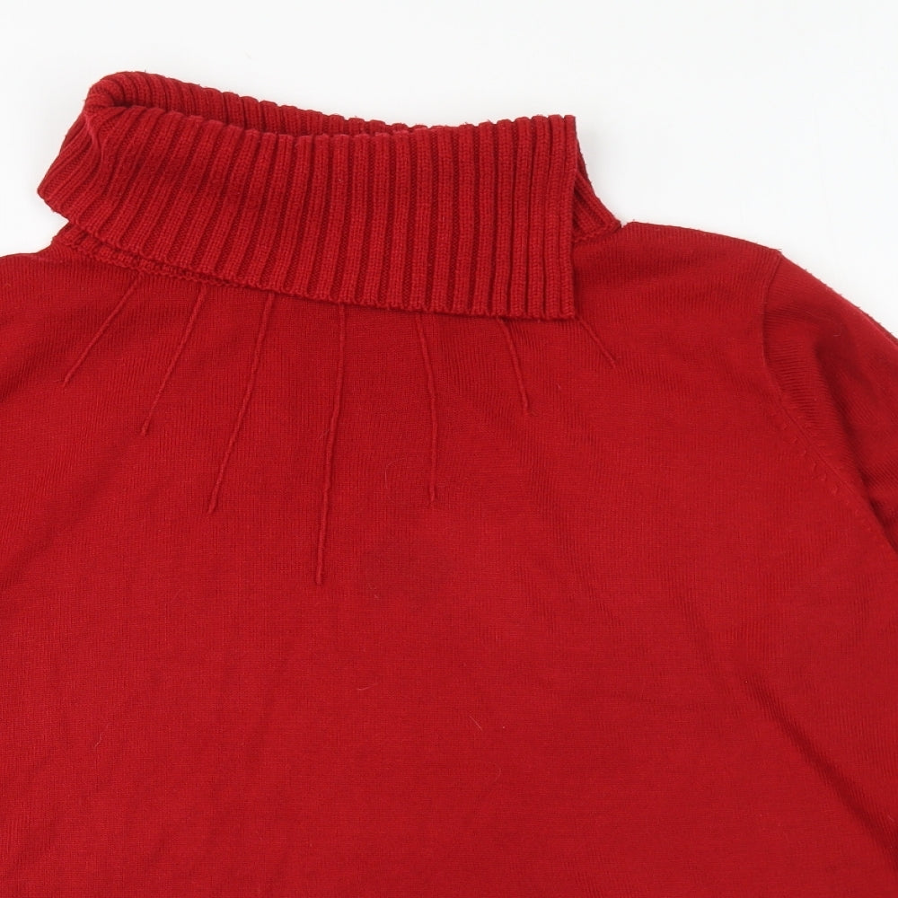Bonmarché Womens Red Roll Neck Acrylic Pullover Jumper Size L