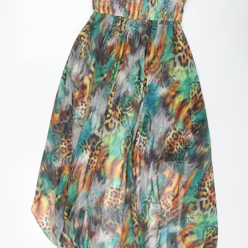 Jenny Womens Multicoloured Animal Print Polyester Fit & Flare Size S Sweetheart Pullover - Dipped Hem
