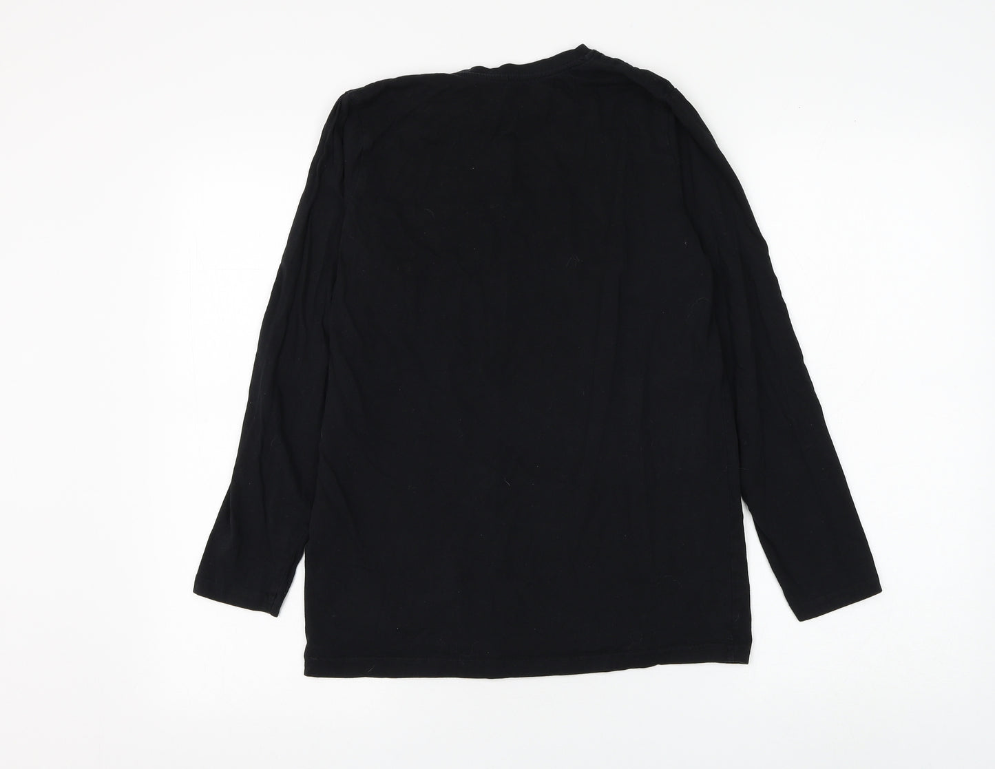 Primark Boys Black Cotton Basic T-Shirt Size 13-14 Years Round Neck Pullover - Detroit