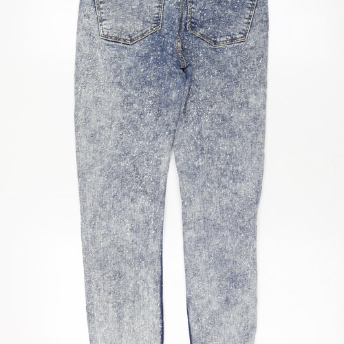 Zara Womens Blue Cotton Skinny Jeans Size 6 L26 in Regular Zip - Acid Wash