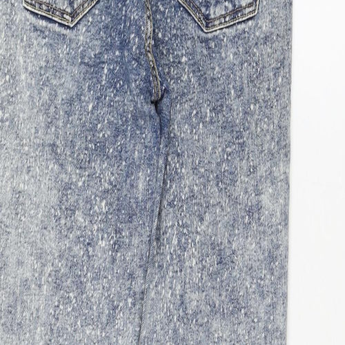 Zara Womens Blue Cotton Skinny Jeans Size 6 L26 in Regular Zip - Acid Wash