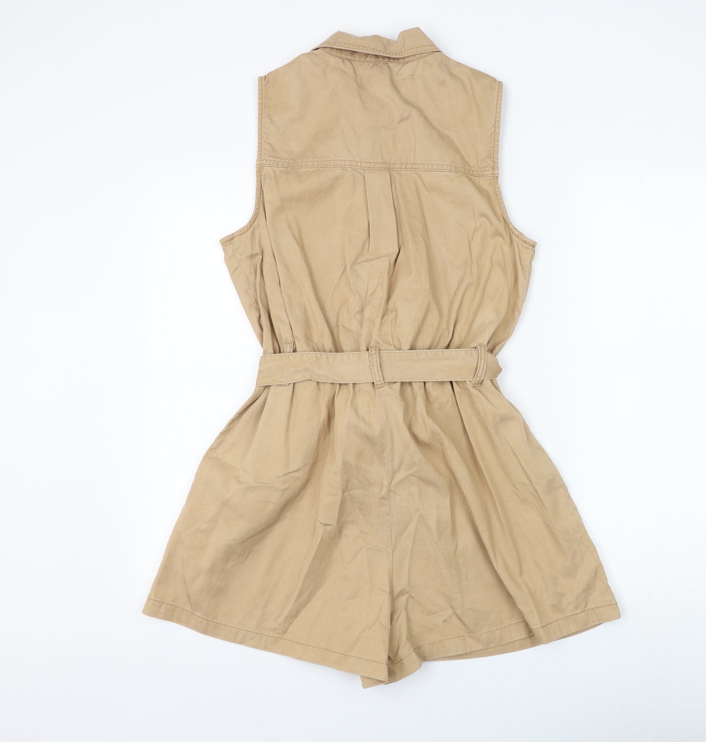 New Look Womens Brown Lyocell Playsuit One-Piece Size 10 Button