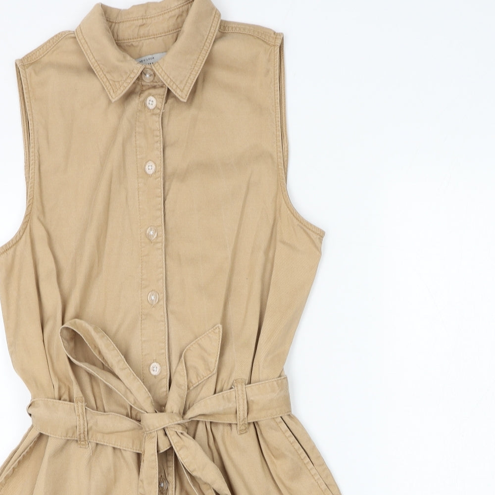 New Look Womens Brown Lyocell Playsuit One-Piece Size 10 Button