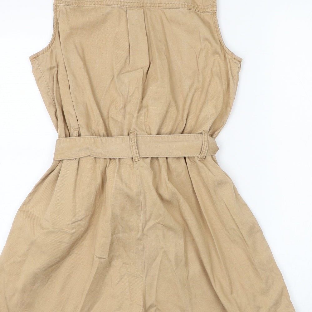 New Look Womens Brown Lyocell Playsuit One-Piece Size 10 Button