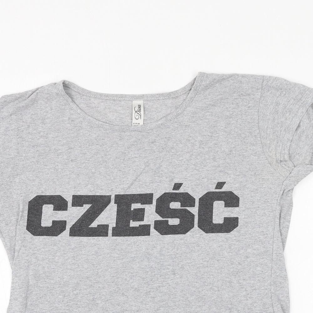 Diva Womens Grey Polyester Basic T-Shirt Size M Round Neck - Czesc (Hi)