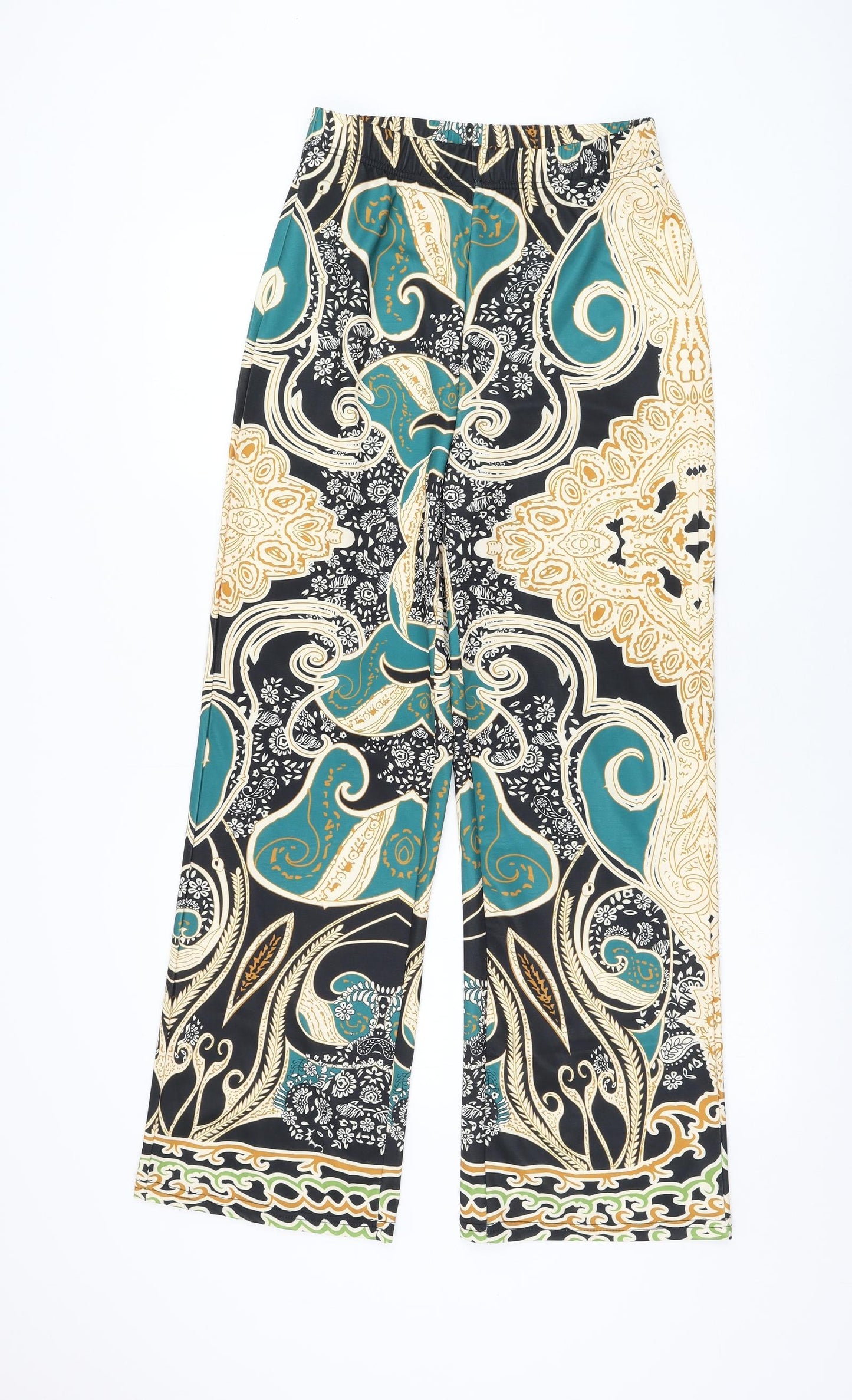 SheIn Womens Black Geometric Polyester Trousers Size M L29 in Regular