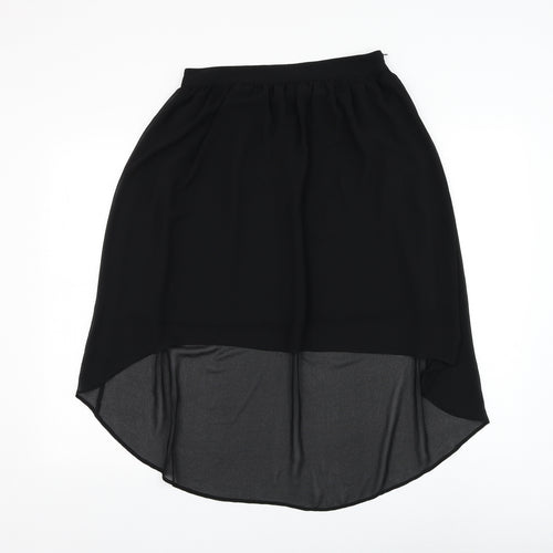 FOREVER 21 Womens Black Polyester Flare Skirt Size M Zip