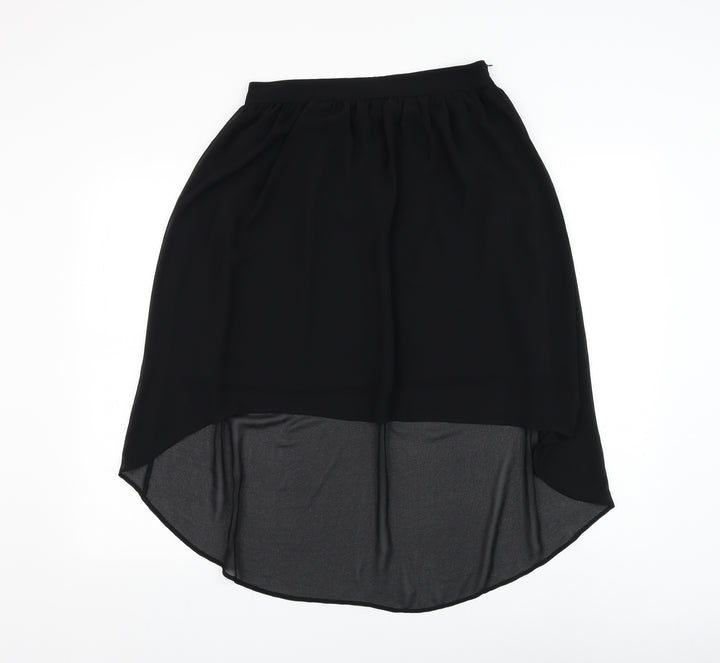 FOREVER 21 Womens Black Polyester Flare Skirt Size M Zip