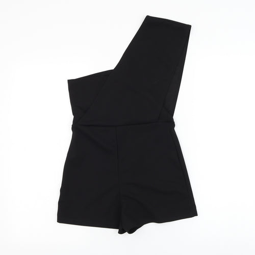 PRETTYLITTLETHING Womens Black Polyester Playsuit One-Piece Size 8 L3 in Pullover