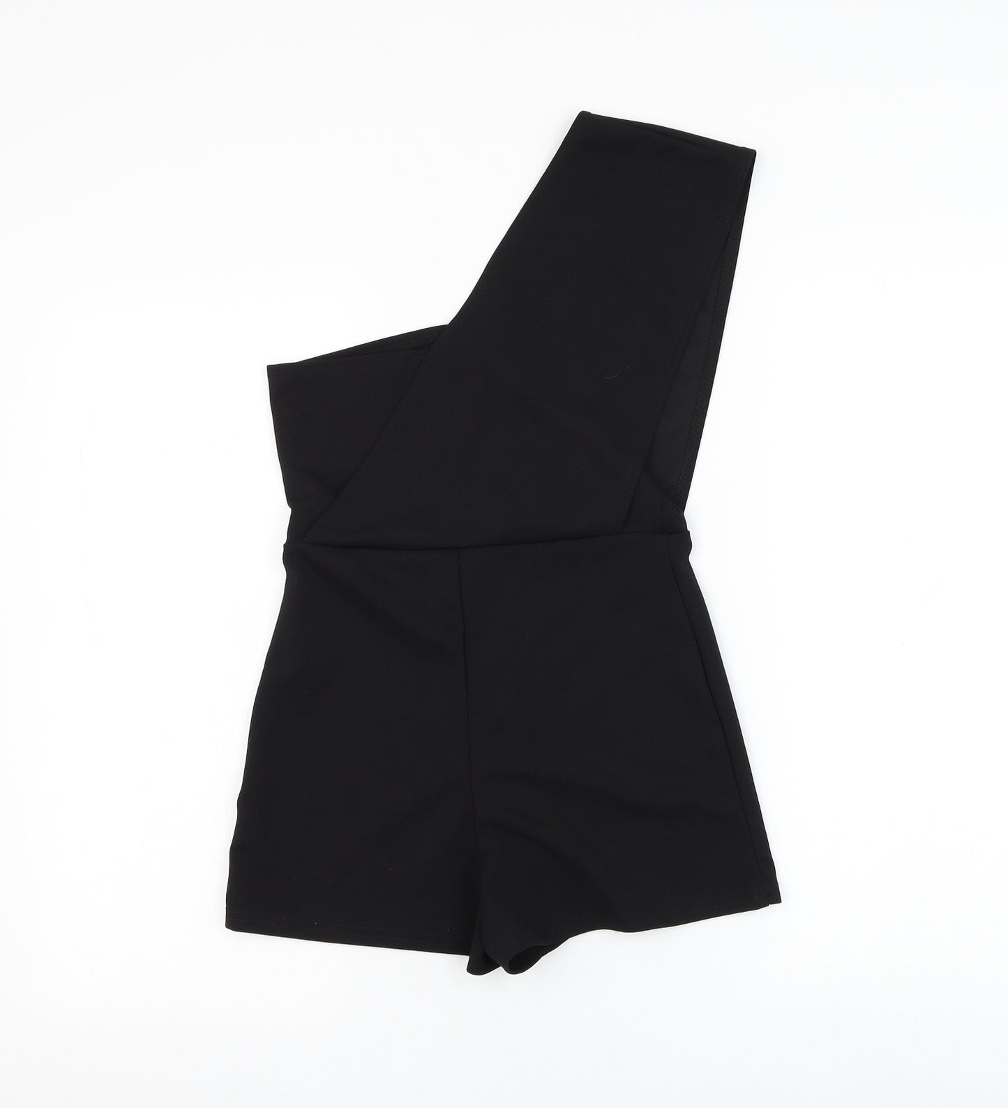PRETTYLITTLETHING Womens Black Polyester Playsuit One-Piece Size 8 L3 in Pullover