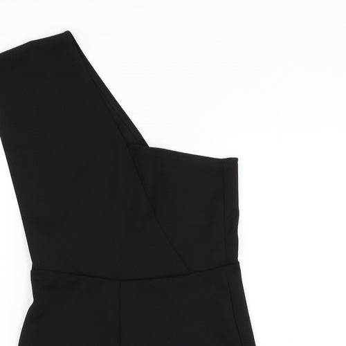 PRETTYLITTLETHING Womens Black Polyester Playsuit One-Piece Size 8 L3 in Pullover