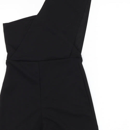 PRETTYLITTLETHING Womens Black Polyester Playsuit One-Piece Size 8 L3 in Pullover