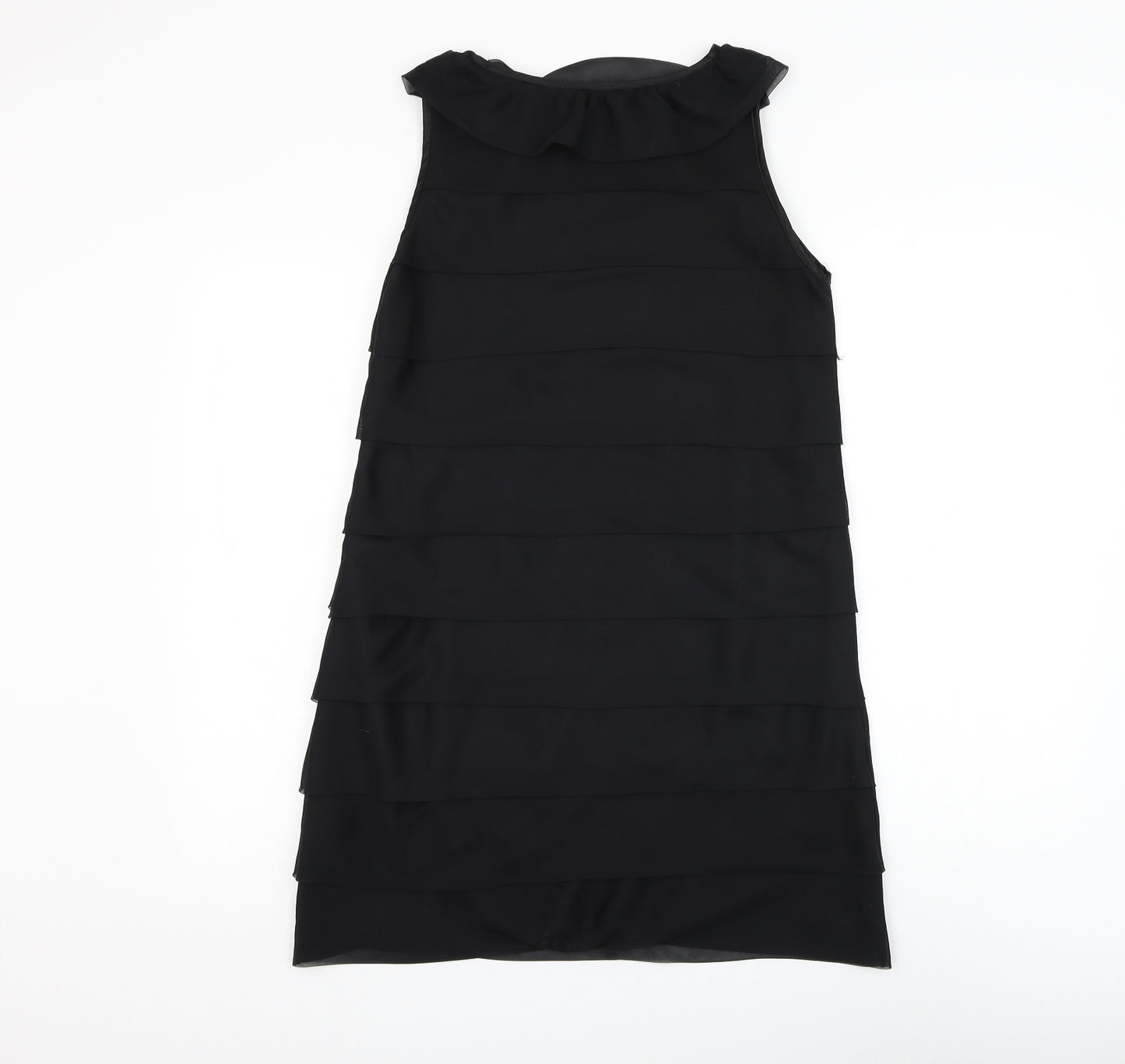 Internacionale Womens Black Polyester Shift Size 10 Round Neck Zip - Tiered