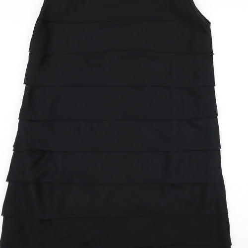 Internacionale Womens Black Polyester Shift Size 10 Round Neck Zip - Tiered