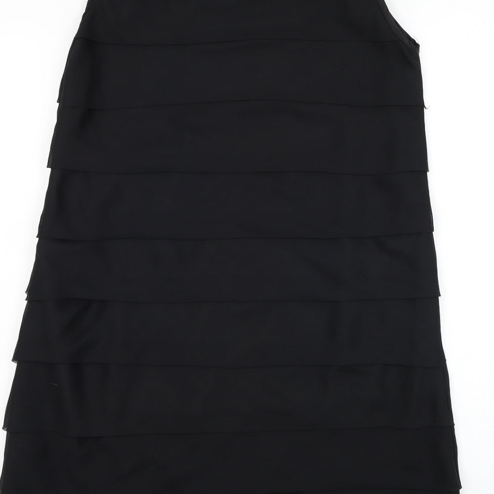 Internacionale Womens Black Polyester Shift Size 10 Round Neck Zip - Tiered