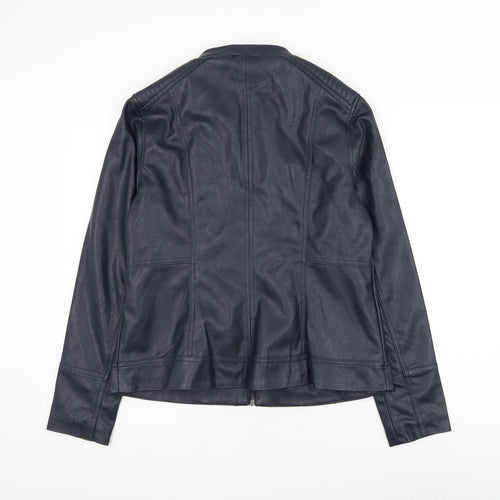 Principles Womens Black Biker Jacket Size 14 Zip - Faux Leather