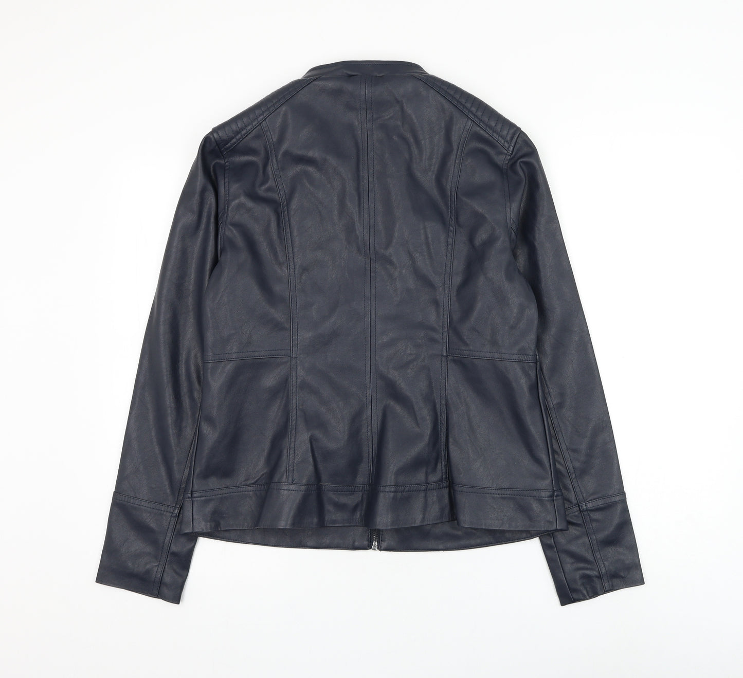 Principles Womens Black Biker Jacket Size 14 Zip - Faux Leather