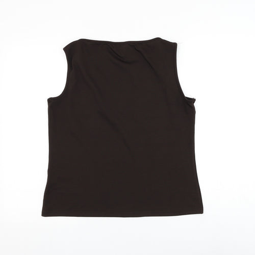 Berkertex Womens Brown Polyester Basic Tank Size 16 V-Neck - Flower Lace Detailing