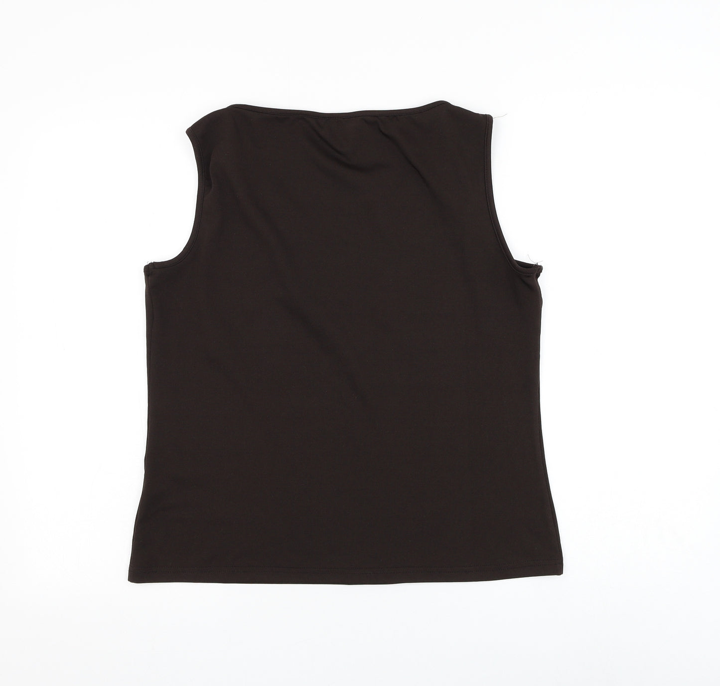 Berkertex Womens Brown Polyester Basic Tank Size 16 V-Neck - Flower Lace Detailing