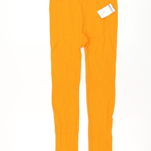PEP&CO Womens Orange Nylon Compression Leggings Size 16 L25 in Regular Pullover