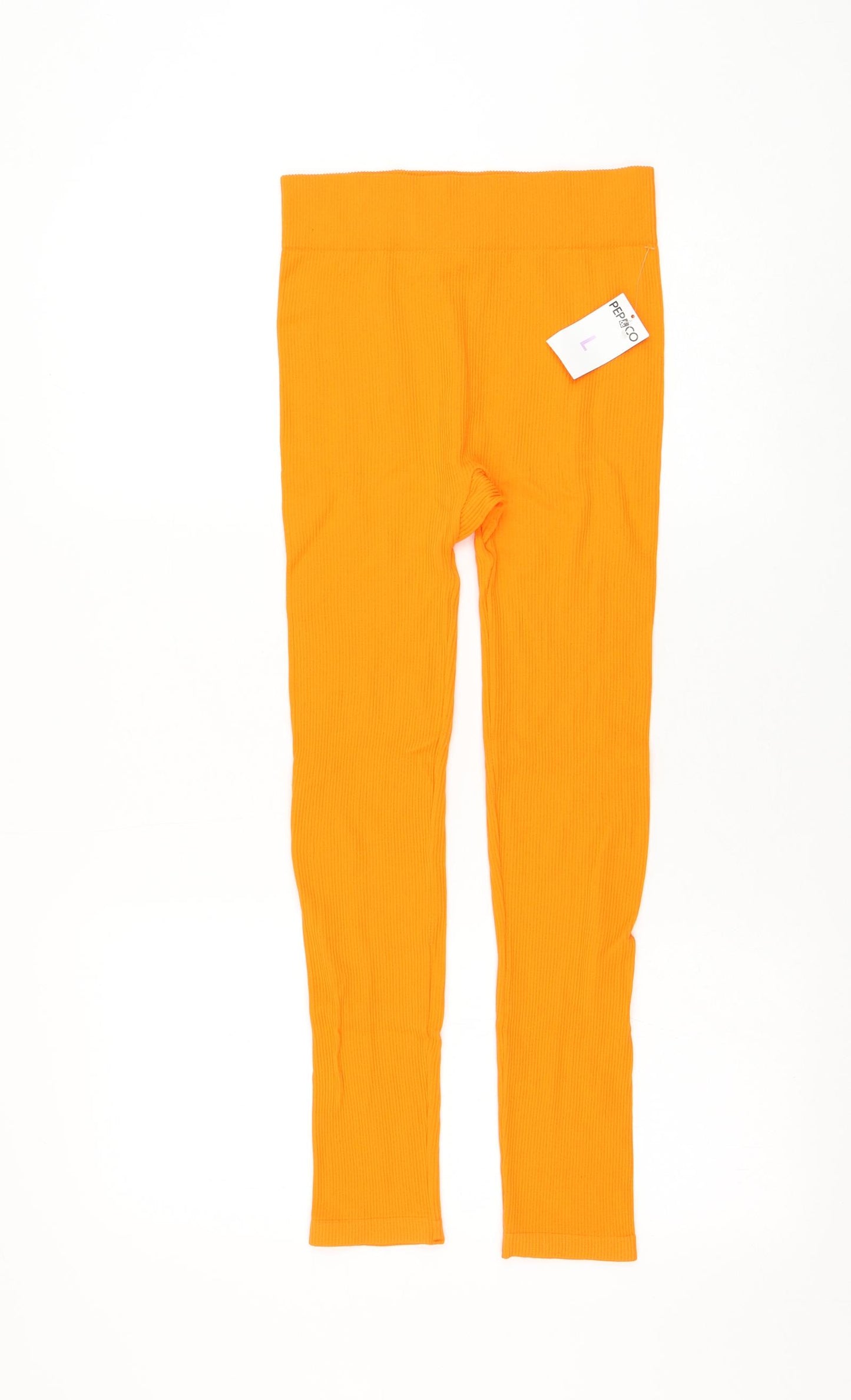 PEP&CO Womens Orange Nylon Compression Leggings Size 16 L25 in Regular Pullover