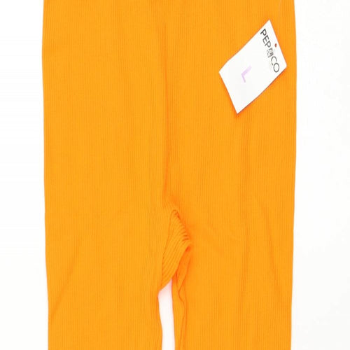PEP&CO Womens Orange Nylon Compression Leggings Size 16 L25 in Regular Pullover