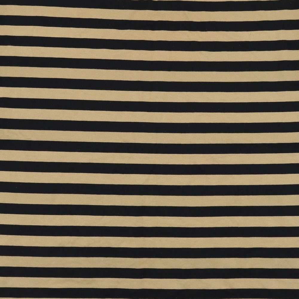 H&M Mens Brown Striped Cotton T-Shirt Size L Round Neck