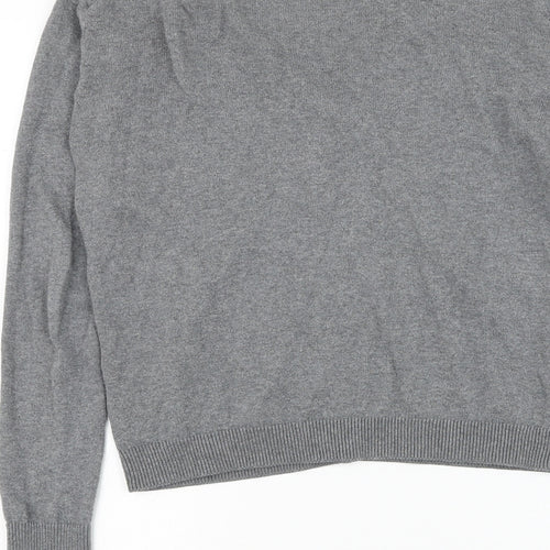 Primark Womens Grey V-Neck Cotton Cardigan Jumper Size 4