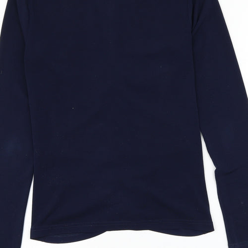 Avocado Womens Blue Polyester Basic Blouse Size S Round Neck